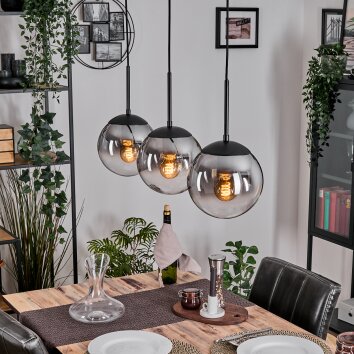 Gastor Suspension, Boule lumineuse Clair, Fumé, 3 lumières