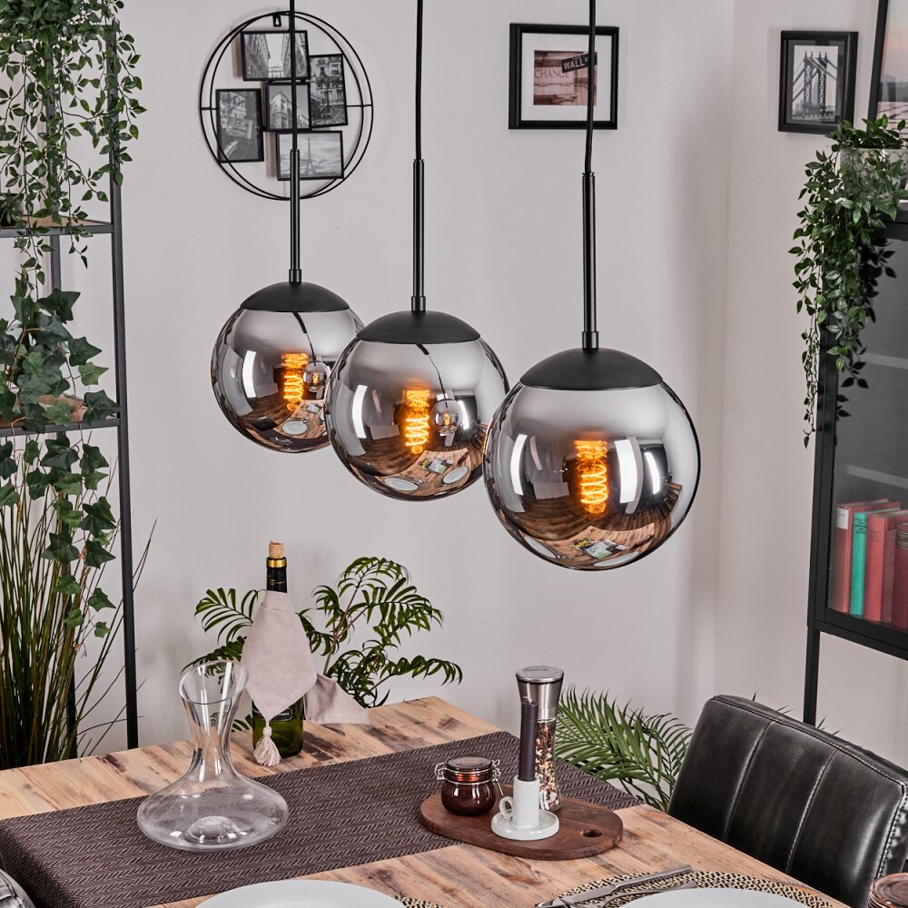 Gastor Suspension, Boule lumineuse Chrome, Fumé, 3 lumières main product photo