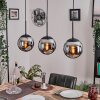 Gastor Suspension, Boule lumineuse Chrome, Fumé, 3 lumières