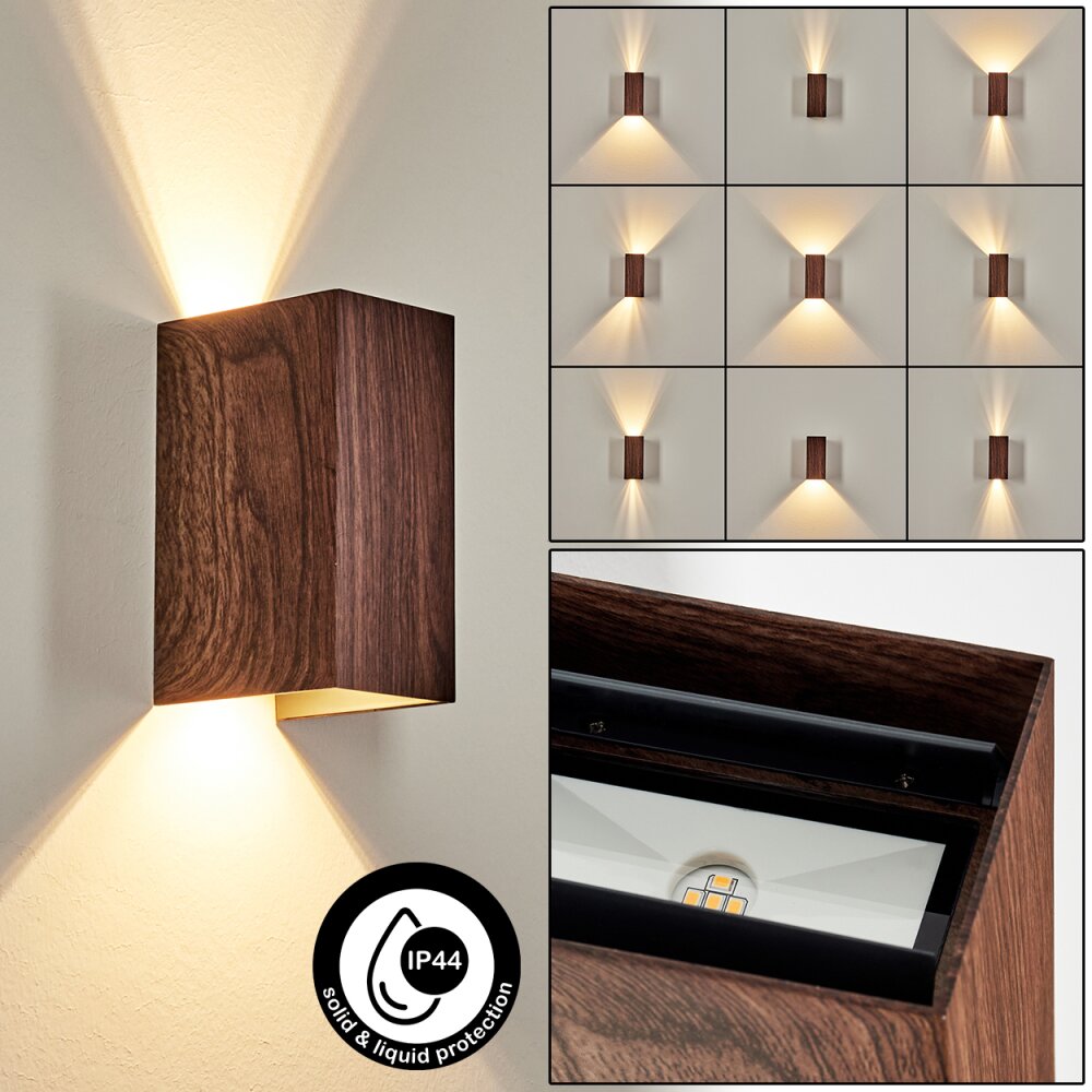 Woods Lampe murale d´extérieur, Luminaire Up & Down LED Couleur bois, Noir, 1 lumière main product photo