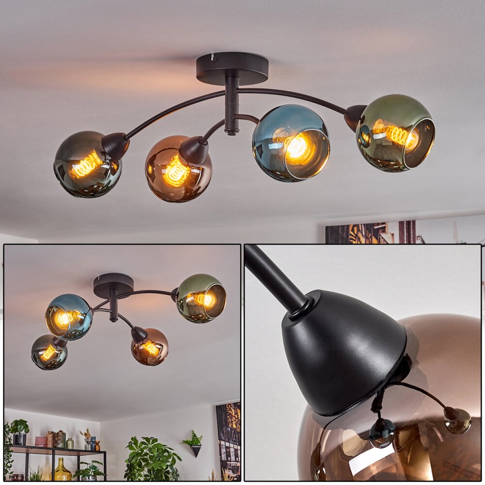 Linneryd Plafonnier, Boule lumineuse Noir, 4 lumières main product photo