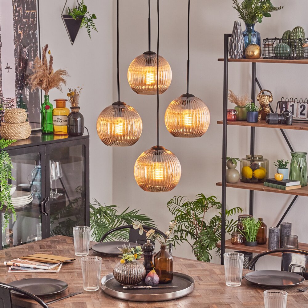 Koyoto Suspension, Boule lumineuse 35 cm Ambre, 4 lumières main product photo