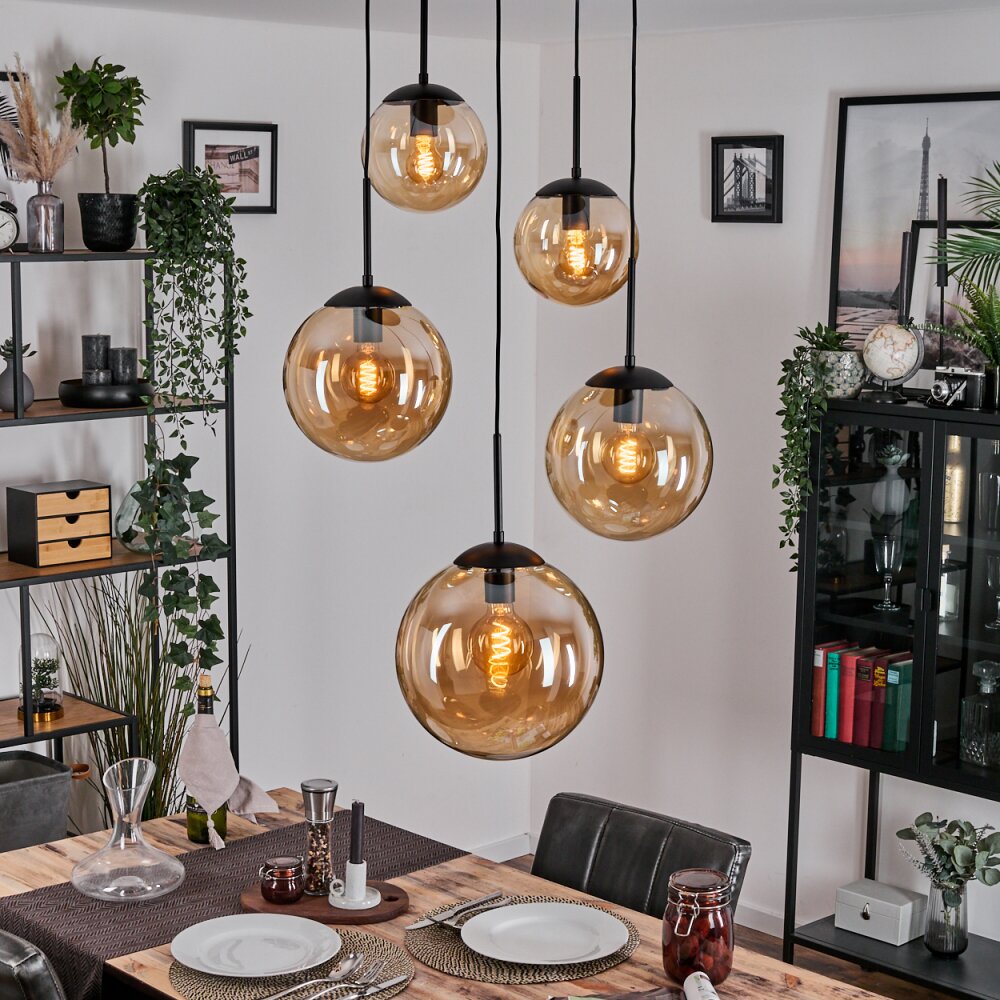 Gastor Suspension, Boule lumineuse 45 cm Noir, 5 lumières main product photo