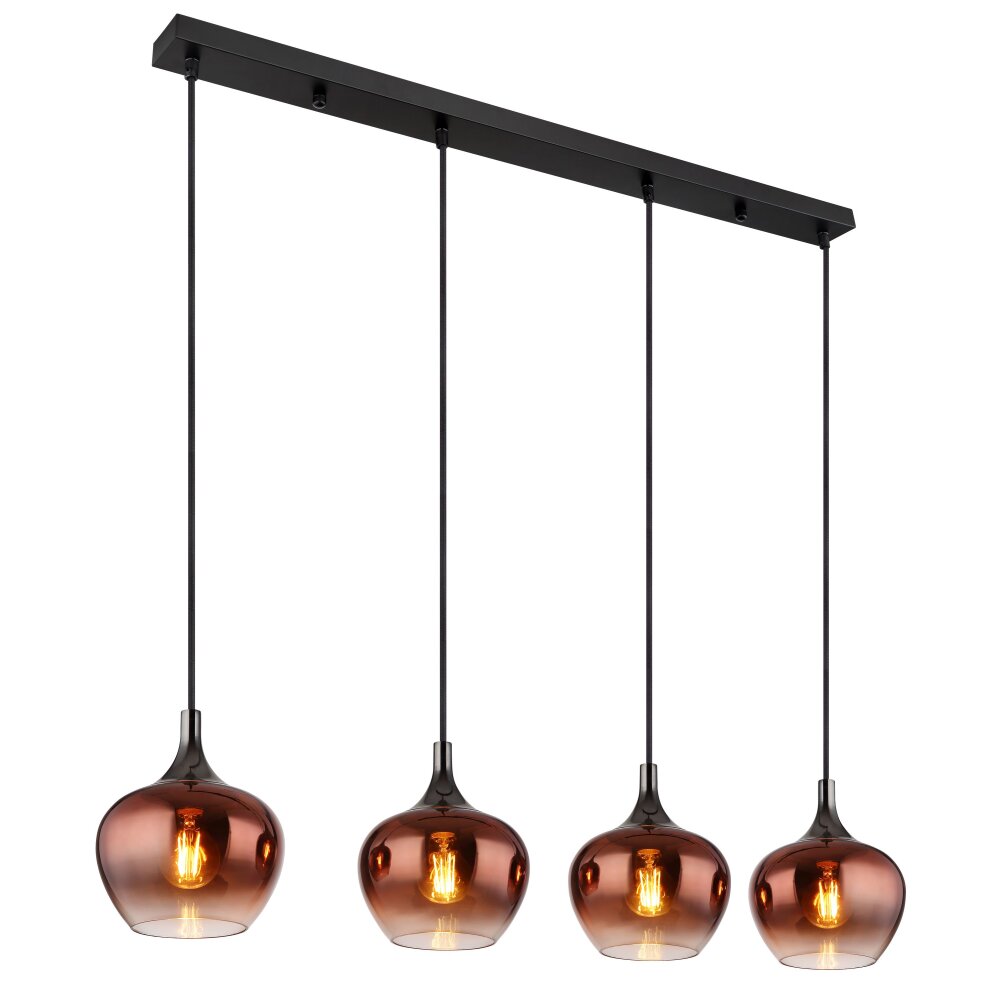 Maxy Suspension Luminaires Globo Lighting Chrome, Noir, 4 lumières main product photo