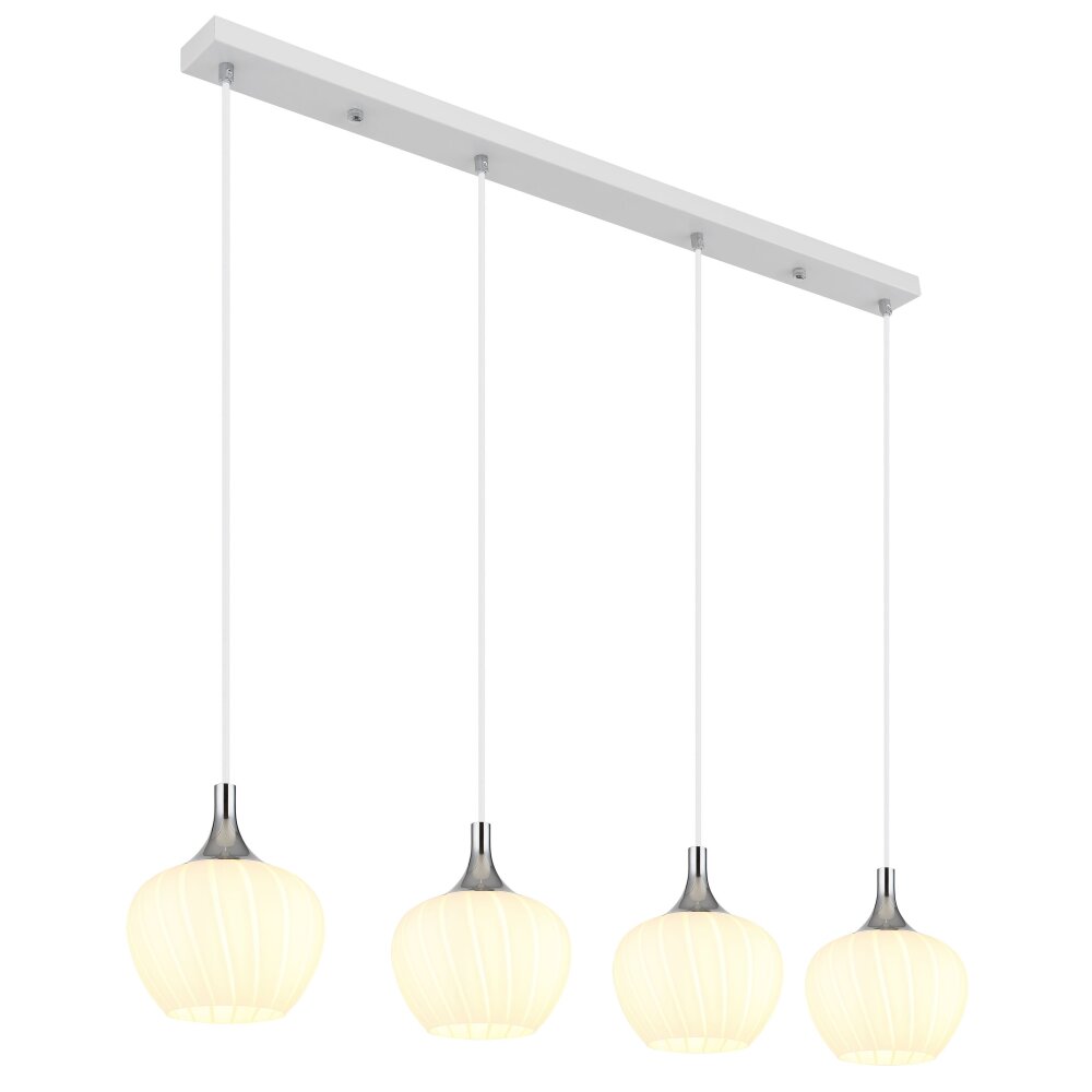 Maxy Suspension Luminaires Globo Lighting Chrome, Blanc, 4 lumières main product photo