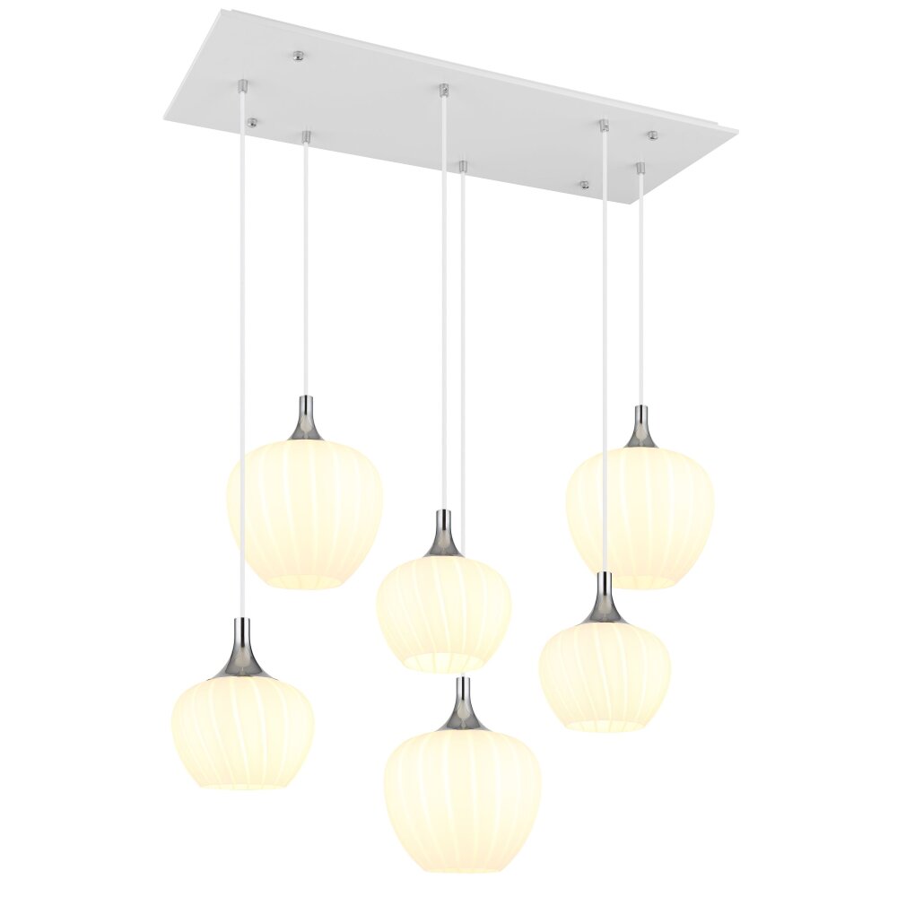 Maxy Suspension Luminaires Globo Lighting Chrome, Blanc, 6 lumières main product photo