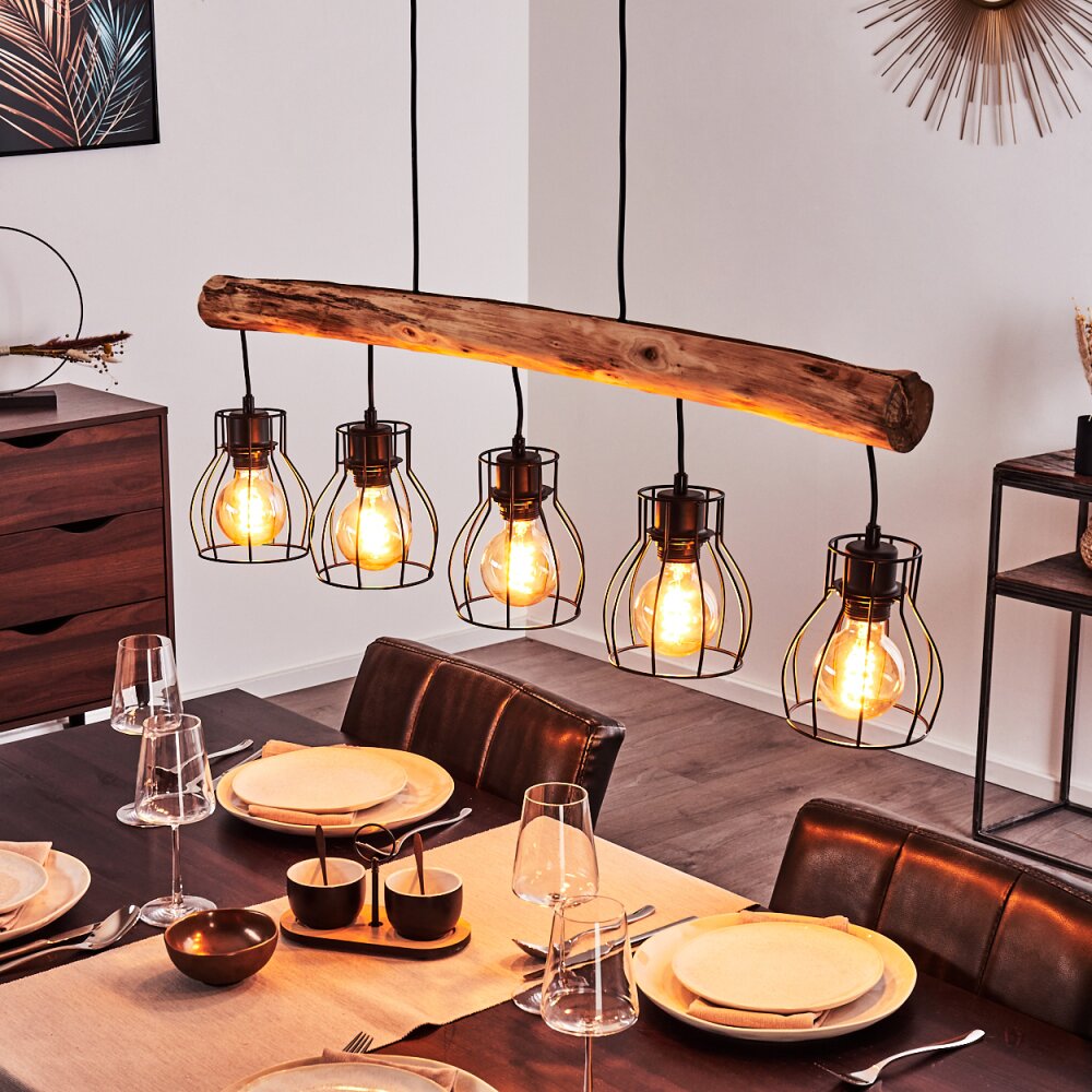 Suspension Gondo Brun, Noir, 5 lumières main product photo