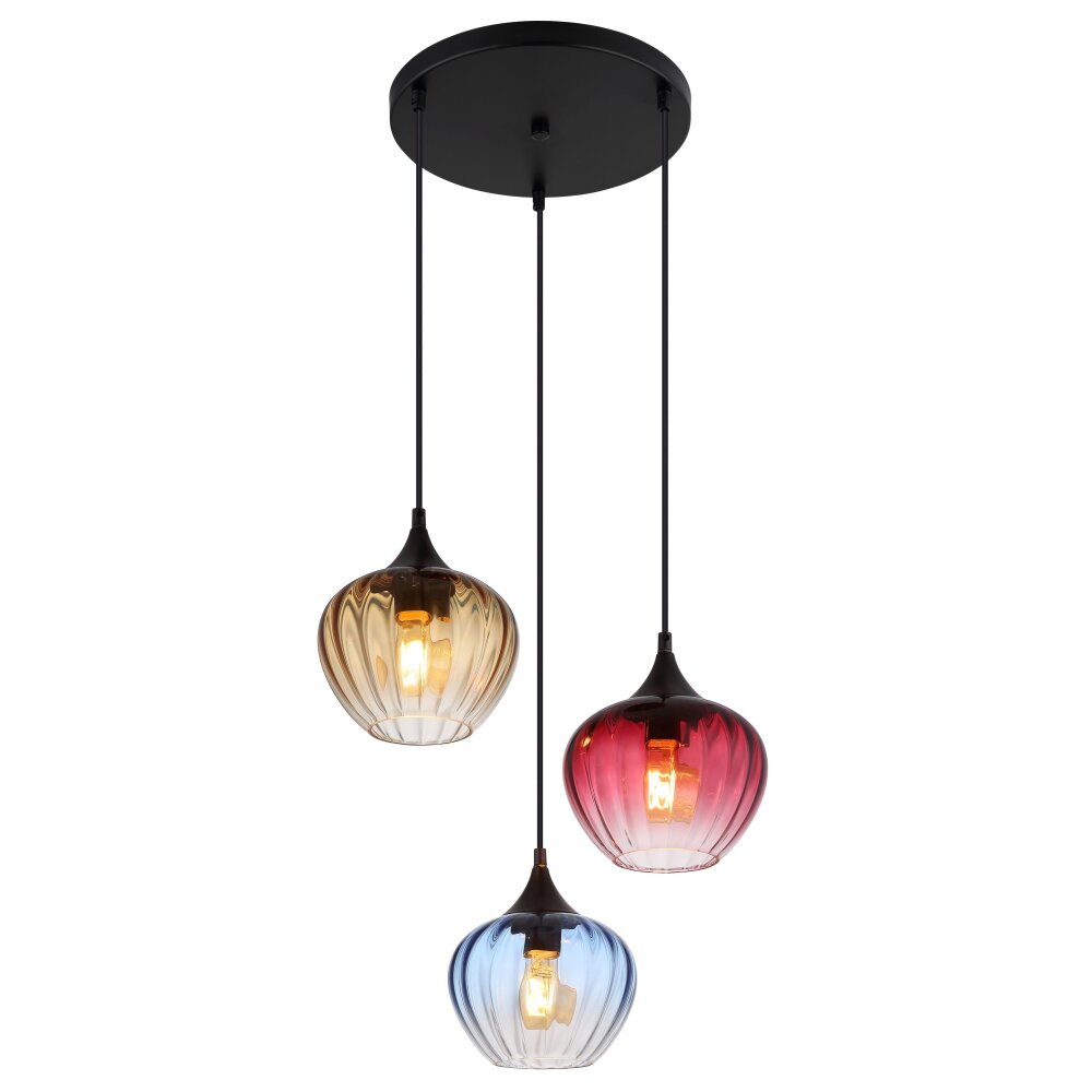 Sander Suspension Luminaires Globo Lighting Noir, 3 lumières main product photo