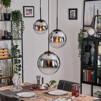 Gastor Suspension, Boule lumineuse Chrome, Fumé, 3 lumières