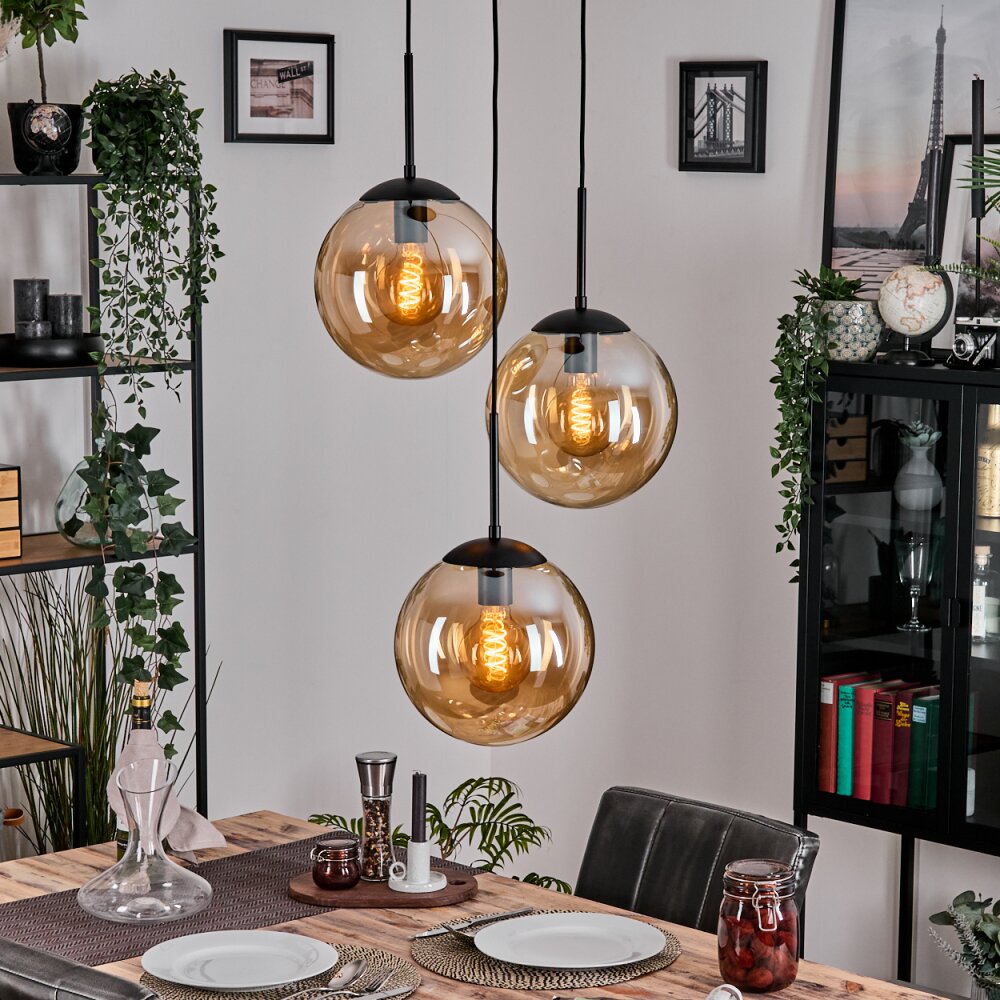 Gastor Suspension, Boule lumineuse Ambre, 3 lumières main product photo