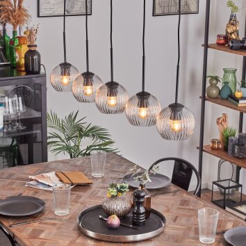 Koyoto Boule lumineuse, Suspension Noir, 5 lumières