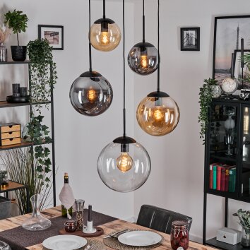 Gastor Suspension, Boule lumineuse 45 cm Noir, 5 lumières