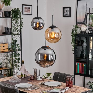 Gastor Suspension, Boule lumineuse 30 cm Ambre, Fumé, 3 lumières