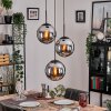 Gastor Suspension, Boule lumineuse 30 cm Chrome, Fumé, 3 lumières