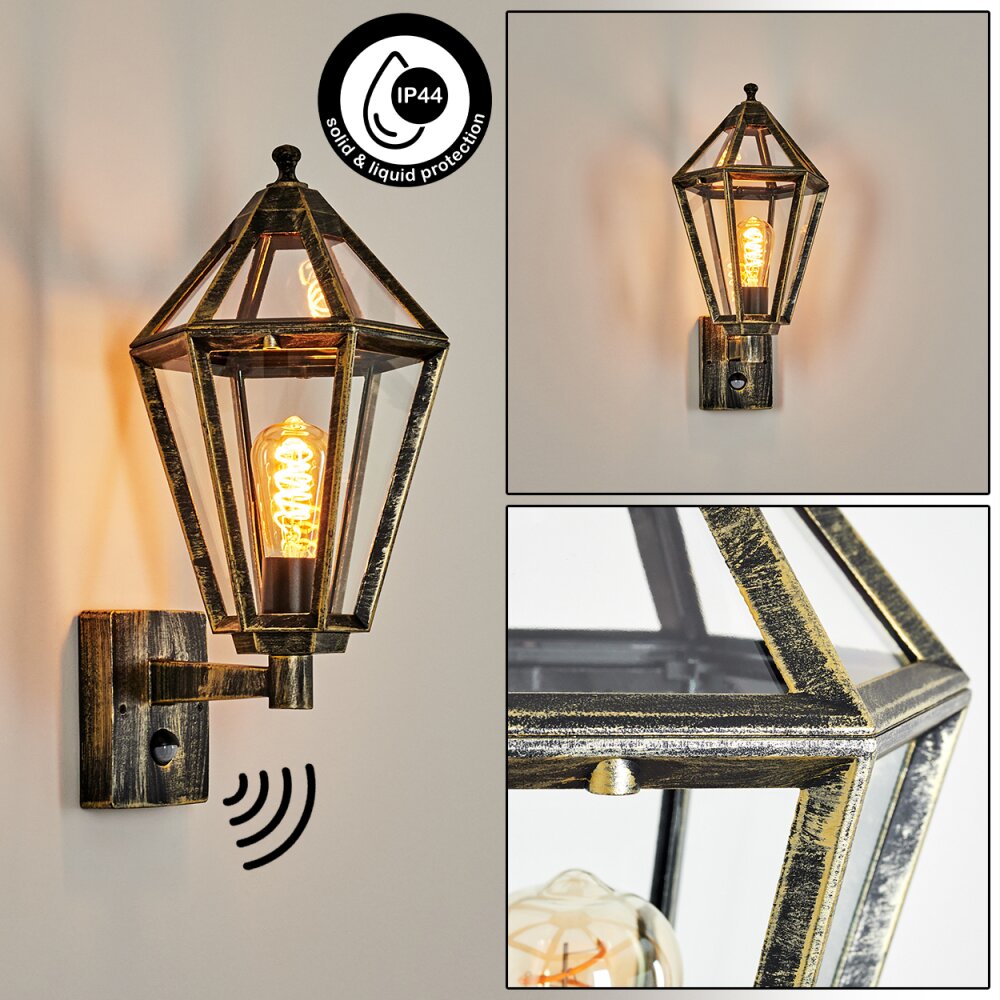 Falfosa Lampe murale d´extérieur Or, Noir, 1 lumière, Détecteur de mouvement main product photo