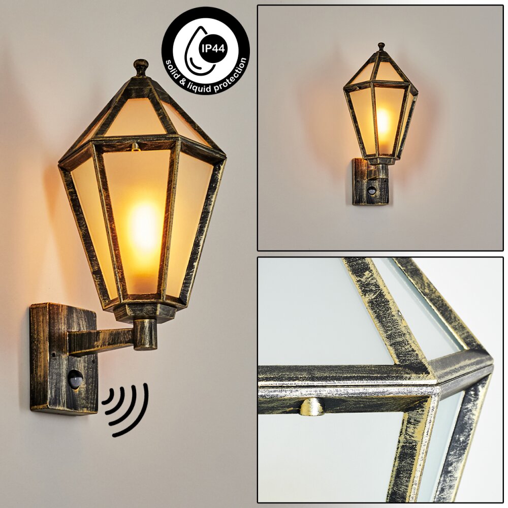 Falfosa Lampe murale d´extérieur Or, Noir, 1 lumière, Détecteur de mouvement main product photo