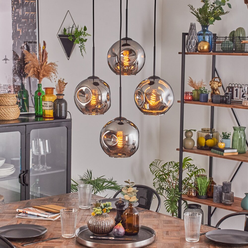 Ripoll Suspension, Boule lumineuse, Suspension Chrome, Fumé, 4 lumières main product photo