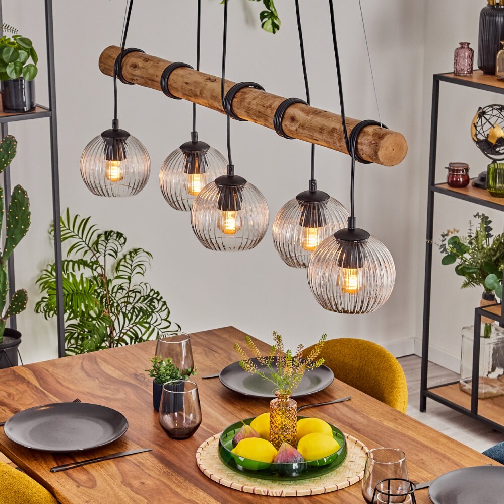 Koyoto Suspension, Boule lumineuse, Suspension Écru, Noir, 5 lumières main product photo