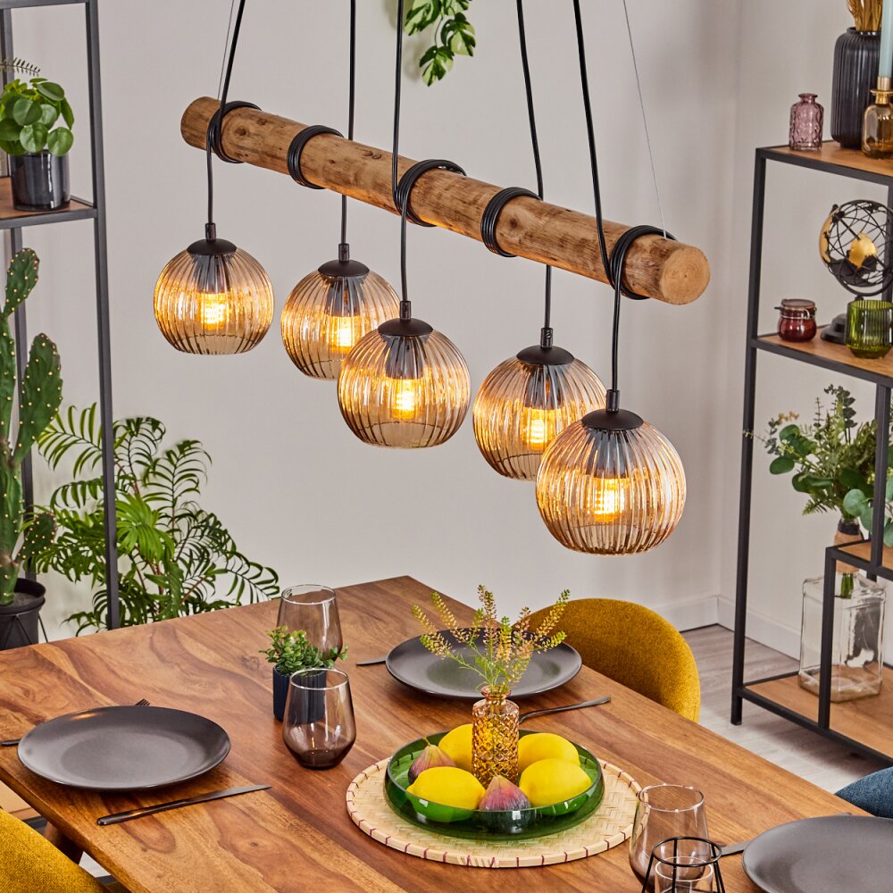 Koyoto Suspension, Boule lumineuse, Suspension Écru, Noir, 5 lumières main product photo