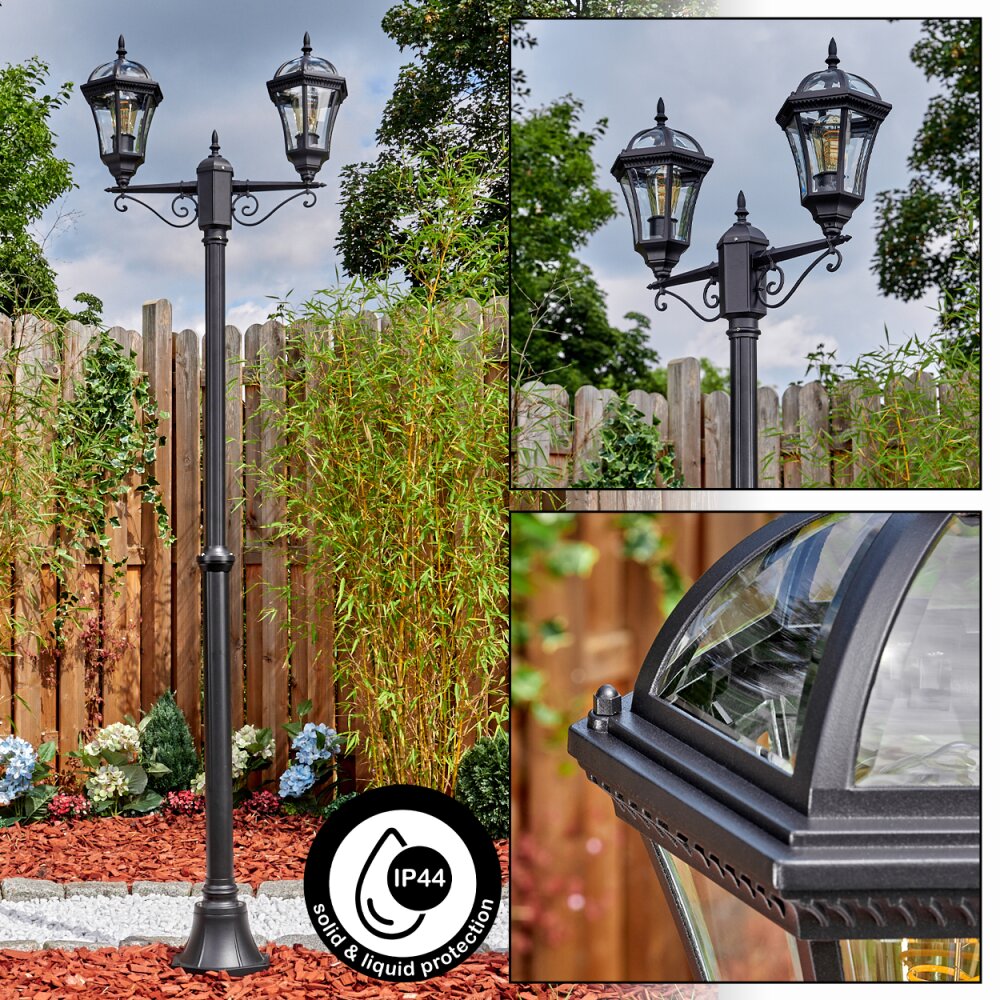 Lavajo Luminaire extérieur, Réverbère, Eclairage de chemin Noir, 2 lumières main product photo
