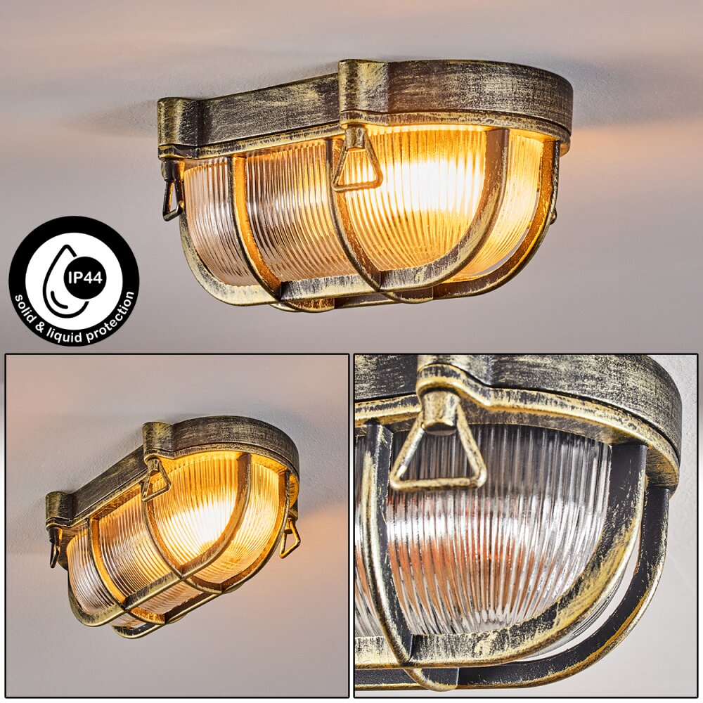 Godel Plafonnier extérieur, Plafonnier Or, Noir, 1 lumière main product photo