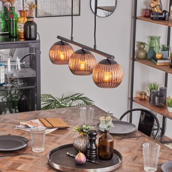 Koyoto Suspension, Boule lumineuse, Suspension Cuivré, 3 lumières