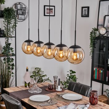 Gastor Suspension, Boule lumineuse, Suspension Ambre, 5 lumières