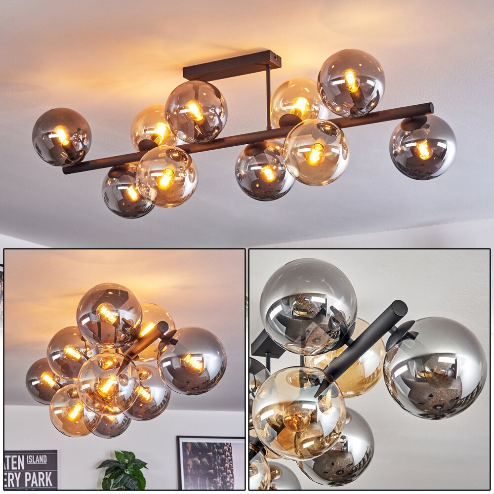 Gastor Plafonnier, Boule lumineuse Ambre, Fumé, 10 lumières main product photo
