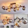 Gastor Plafonnier, Boule lumineuse Ambre, Clair, Fumé, 10 lumières