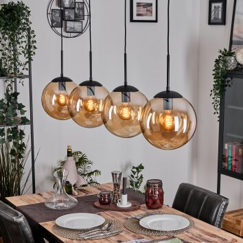 Gastor Suspension, Boule lumineuse, Suspension Ambre, 4 lumières Gastor Suspension, Boule lumineuse, Suspension Ambre, 4 lumières