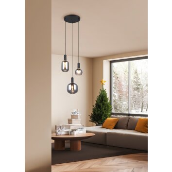 Diva Suspension Luminaires Trio Noir, 3 lumières