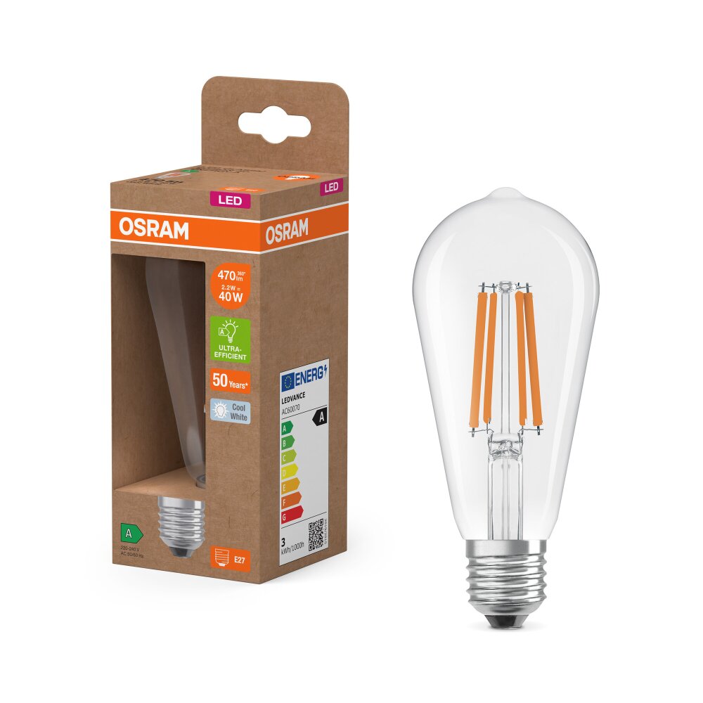 Luminaires Osram E27 2.2 Watt blanc neutre 470 Lumen main product photo