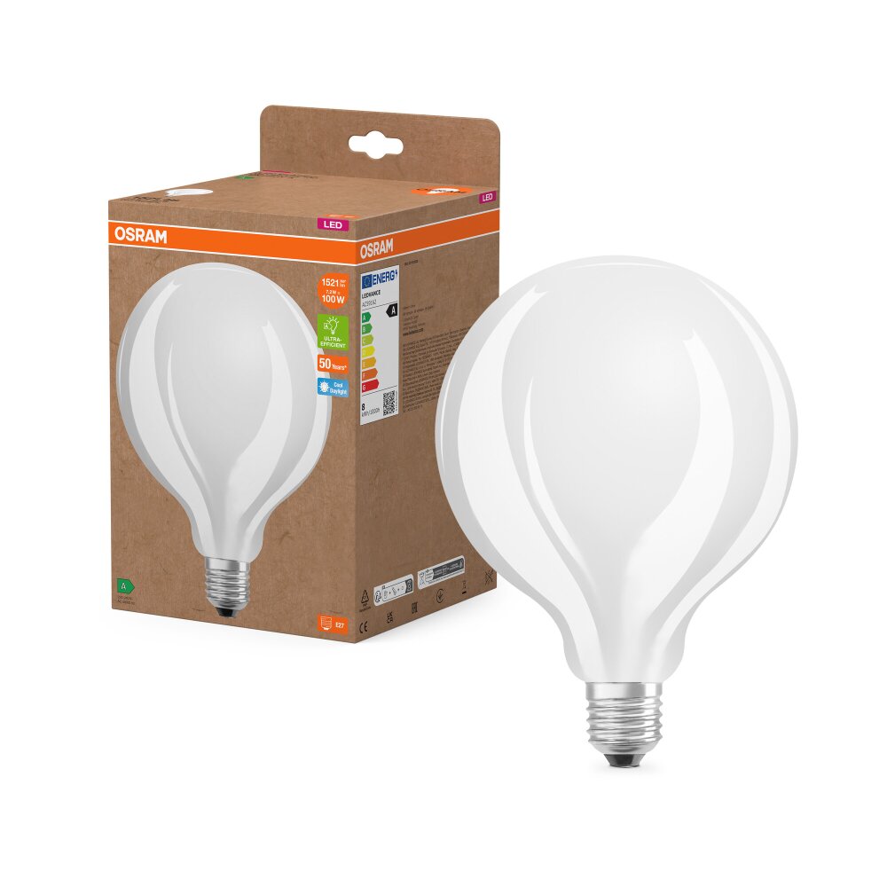Luminaires Osram E27 7.2 Watt blanc lumière du jour 1521 Lumen main product photo