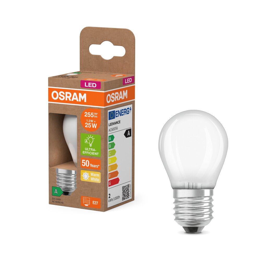 Luminaires Osram E27 1.2 Watt blanc chaud 255 Lumen main product photo