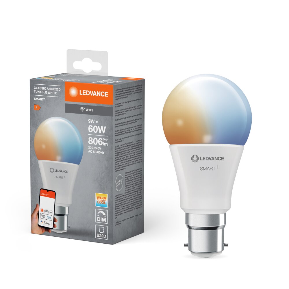 Luminaires Ledvance B22d 9 Watt CCT (couleurs réglables) dimmable 806 Lumen main product photo