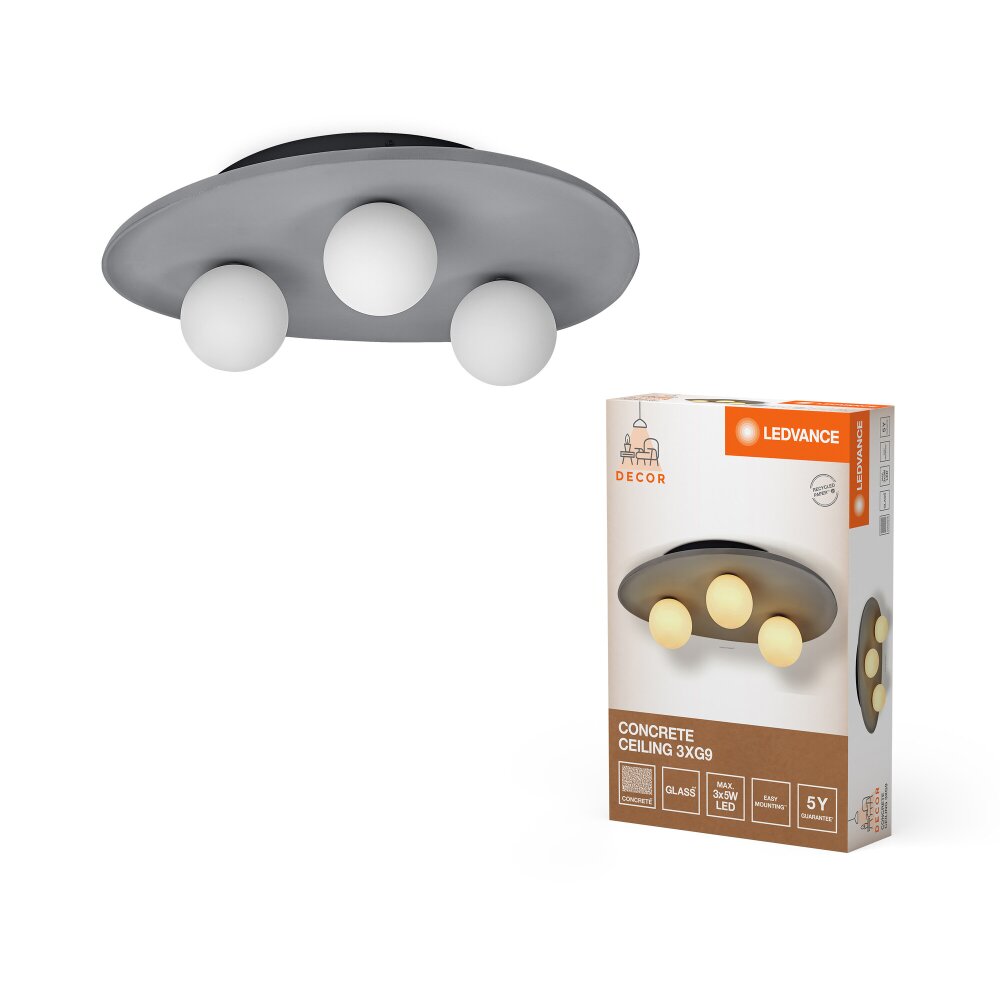 DECOR Applique murale / Plafonnier Luminaires Ledvance Gris, 3 lumières main product photo