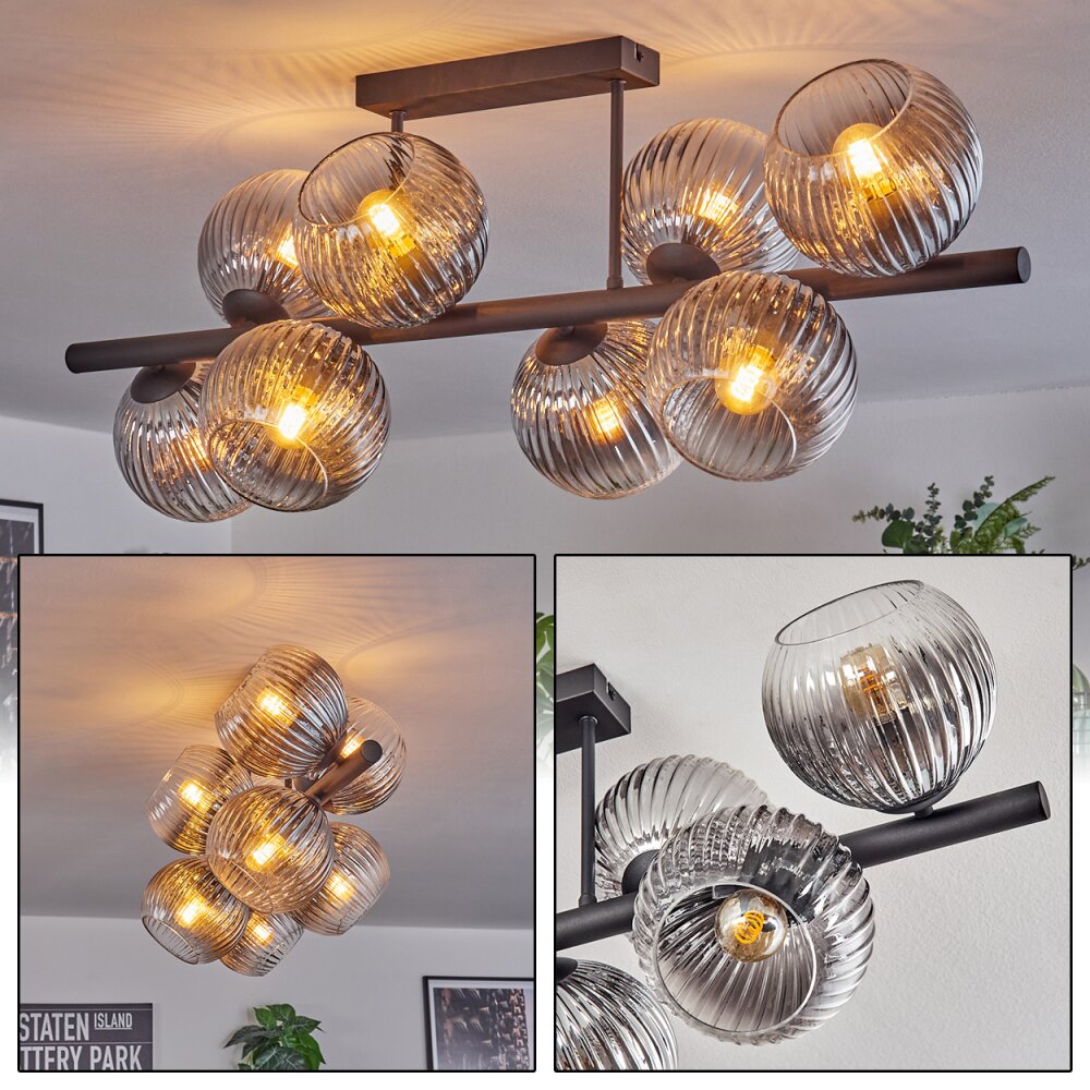 Gastor Plafonnier, Boule lumineuse Clair, Fumé, 8 lumières main product photo