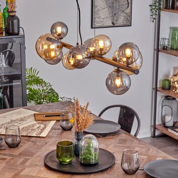 Chehalis Suspension, Boule lumineuse, Suspension Ambre, Fumé, 10 lumières