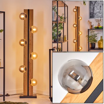 Chehalis Boule lumineuse, Lampadaire Écru, Noir, 6 lumières Chehalis Boule lumineuse, Lampadaire Écru, Noir, 6 lumières