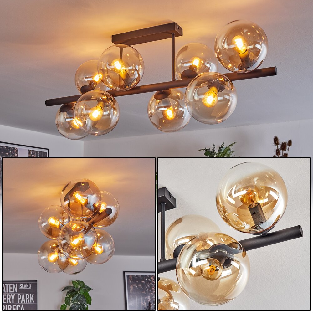 Gastor Plafonnier, Boule lumineuse Ambre, Clair, 8 lumières main product photo