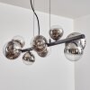 Chehalis Suspension, Boule lumineuse, Suspension Chrome, Clair, Fumé, 8 lumières