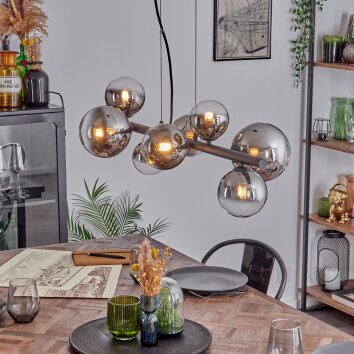 Chehalis Suspension, Boule lumineuse, Suspension Chrome, Clair, Fumé, 8 lumières Chehalis Suspension, Boule lumineuse, Suspension Chrome, Clair, Fumé, 8 lumières
