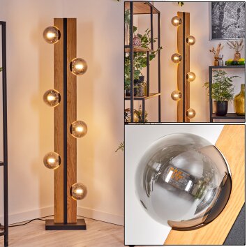 Chehalis Boule lumineuse, Lampadaire Écru, Noir, 6 lumières