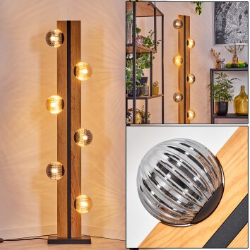 Chehalis Boule lumineuse, Lampadaire Écru, Noir, 6 lumières Chehalis Boule lumineuse, Lampadaire Écru, Noir, 6 lumières