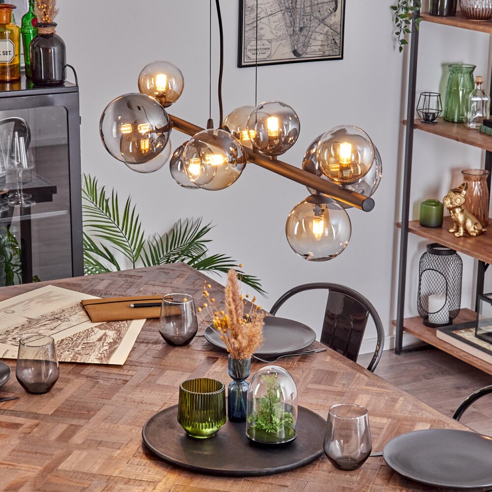 Chehalis Suspension, Boule lumineuse, Suspension Ambre, Clair, Fumé, 10 lumières main product photo