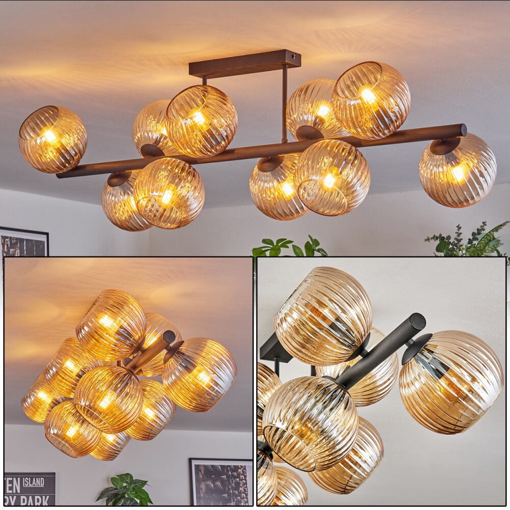 Koyoto Plafonnier, Boule lumineuse Ambre, 10 lumières main product photo
