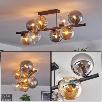 Gastor Plafonnier, Boule lumineuse Ambre, Clair, Fumé, 8 lumières