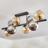 Koyoto Plafonnier, Boule lumineuse Ambre, Chrome, Fumé, 8 lumières