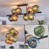 Koyoto Plafonnier, Boule lumineuse Bleu, Vert, Cuivré, 8 lumières
