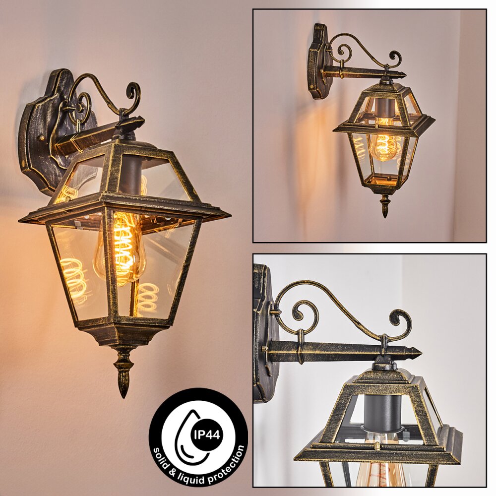 Fornelos Luminaire extérieur, Lampe murale d´extérieur, Applique murale Or, Noir, 1 lumière main product photo